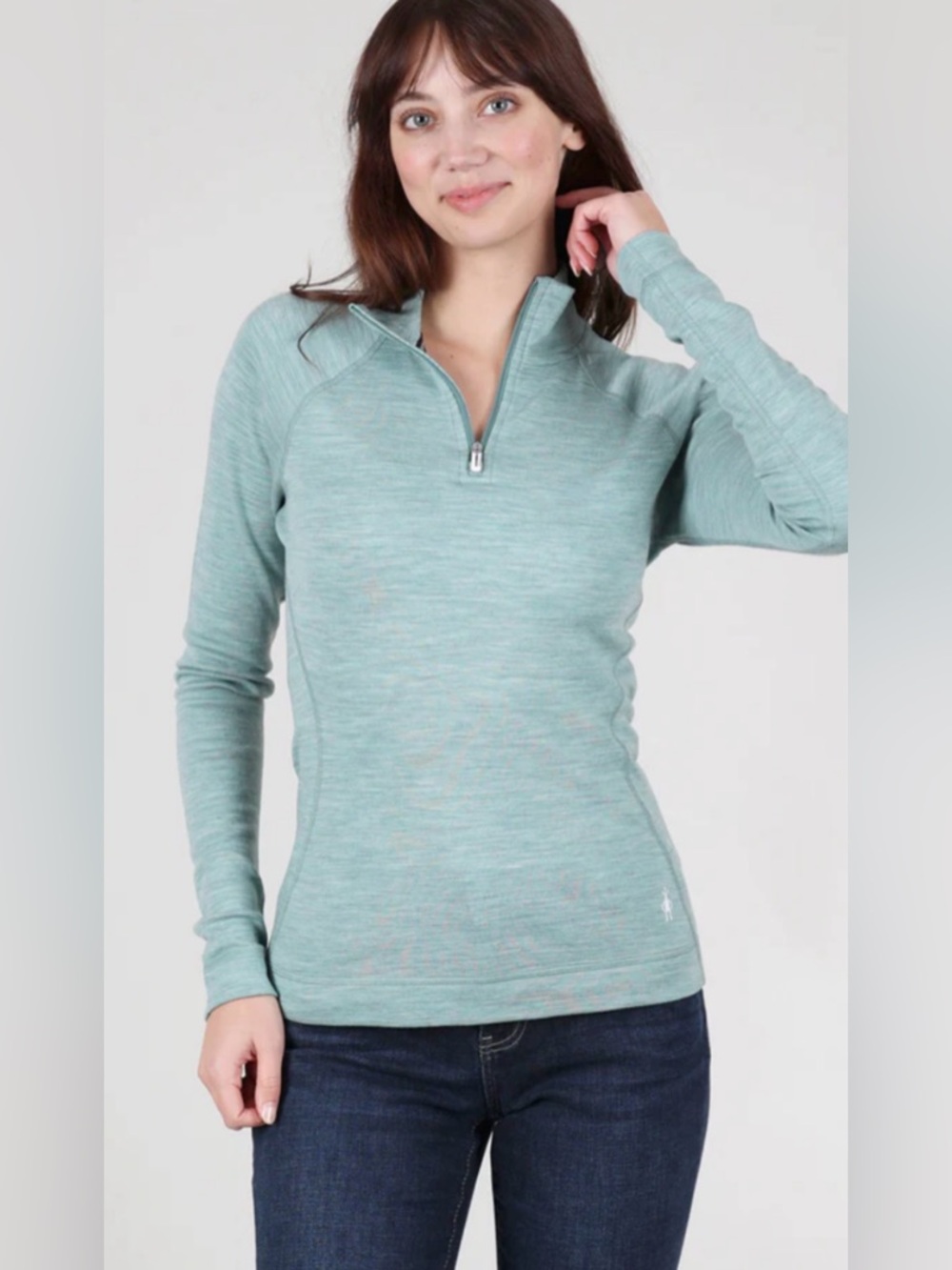 Smartwool Light Teal 1/4 Zip Merino Pullover size Large